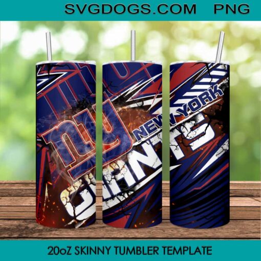 NY Giants 20oz Skinny Tumbler Template PNG, New York Giants Tumbler Template PNG File Digital Download