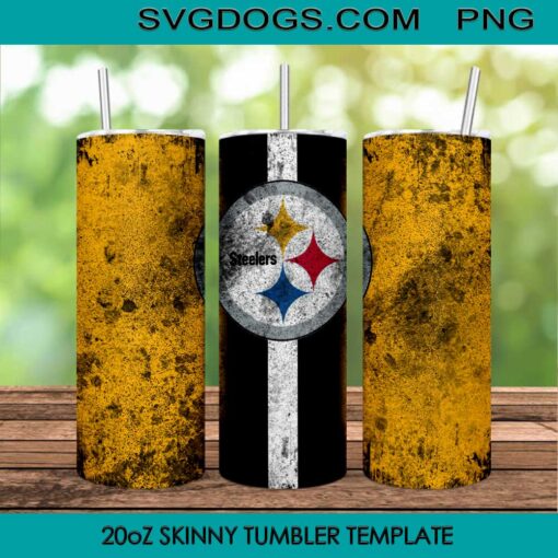 Custom Steelers 20oz Skinny Tumbler Template PNG, Steelers NFL Tumbler Template PNG File Digital Download