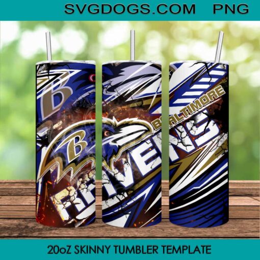 Ravens 20oz Skinny Tumbler Template PNG, Baltimore Ravens Tumbler Template PNG File Digital Download