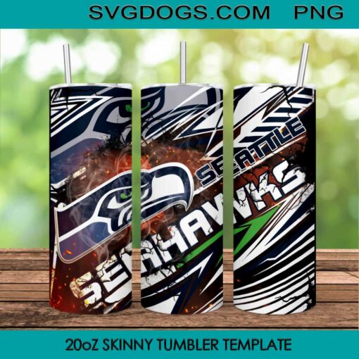 Seahawks 20oz Skinny Tumbler Template PNG, Seattle Seahawks Tumbler Template PNG File Digital Download