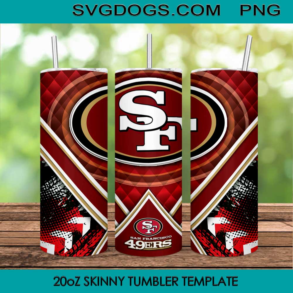 49ers 20oz Skinny Tumbler Wrap, San Francisco 49ers Tumbler Template PNG File Digital Download