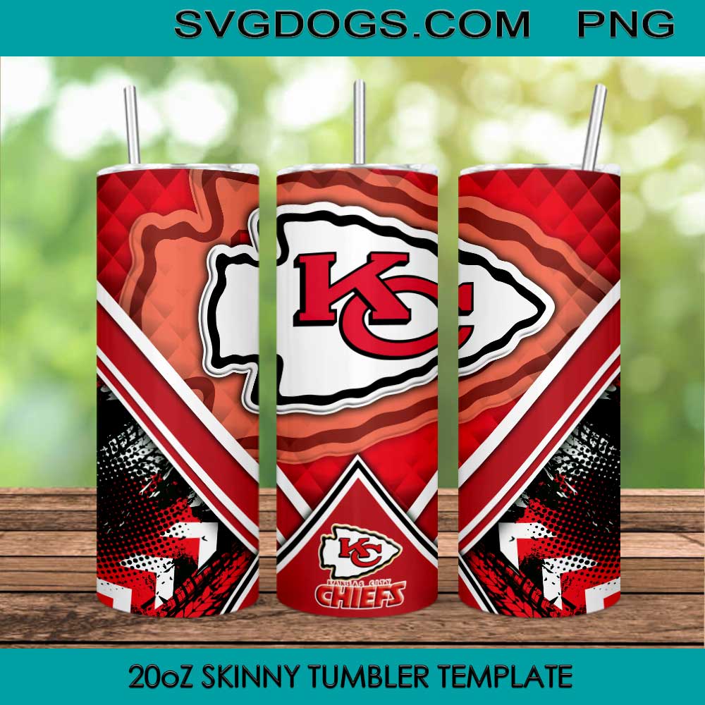 Chiefs 20oz Skinny Tumbler Wrap, Kansas City Chiefs Tumbler Template PNG File Digital Download
