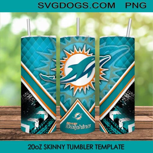 Dolphins 20oz Skinny Tumbler Wrap, Miami Dolphins Tumbler Template PNG File Digital Download