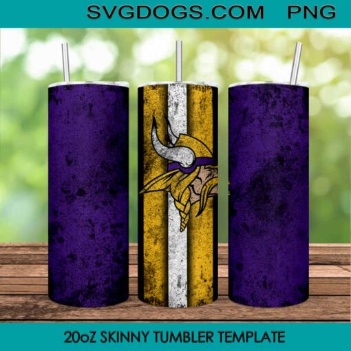 Minnesota Vikings 20oz Skinny Tumbler Template PNG, Vikings Football Tumbler Template PNG File Digital Download