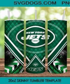 New York Jets Skull 20oz Skinny Tumbler PNG, Jets Tumbler Sublimation Design PNG Download