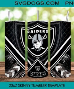 Raiders 20oz Skinny Tumbler Wrap, Las Vegas Raiders Tumbler Template PNG File Digital Download