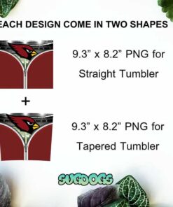 Arizona Cardinals Logo 20oz Skinny Tumbler Template PNG, Arizona Football Tumbler Template PNG File Digital Download 1