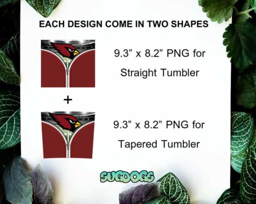 Arizona Cardinals Logo 20oz Skinny Tumbler Template PNG, Arizona Football Tumbler Template PNG File Digital Download