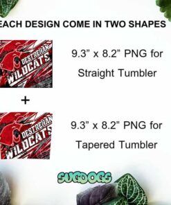 Destrehan Wildcats 20oz Skinny Tumbler Template PNG, Destrehan Wildcats Logo Tumbler Template PNG File Digital Download 1
