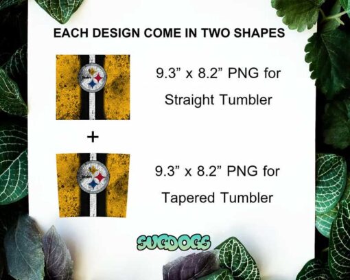 Custom Steelers 20oz Skinny Tumbler Template PNG, Steelers NFL Tumbler Template PNG File Digital Download