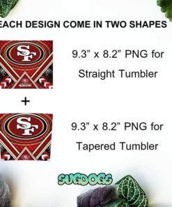 49ers 20oz Skinny Tumbler Wrap, San Francisco 49ers Tumbler Template PNG File Digital Download 1