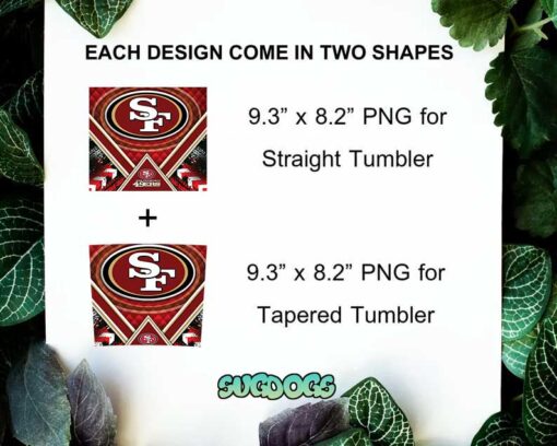 49ers 20oz Skinny Tumbler Wrap, San Francisco 49ers Tumbler Template PNG File Digital Download