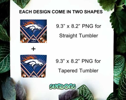 Broncos 20oz Skinny Tumbler Wrap, Denver Broncos Tumbler Template PNG File Digital Download