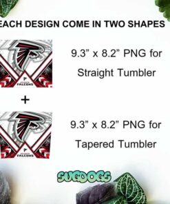 Falcons 20oz Skinny Tumbler Wrap, Atlanta Falcons Tumbler Template PNG File Digital Download 1