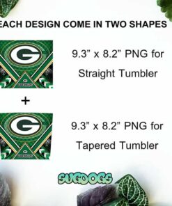 Packers 20oz Skinny Tumbler Wrap, Green Bay Packers Tumbler Template PNG File Digital Download 1