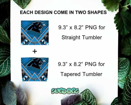 Panthers 20oz Skinny Tumbler Wrap, Carolina Panthers Tumbler Template PNG File Digital Download