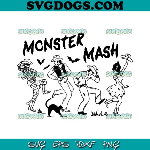 Monster Mash Western Cowboy SVG PNG, The Monster Mash SVG, Halloween SVG, Frankenstein SVG PNG EPS DXF