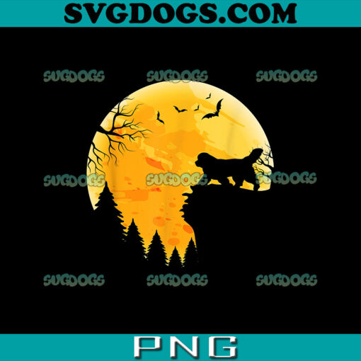 Newfie Lovers Halloween Moon PNG, Newfoundland And Yellow Moon Halloween PNG, Funny Dog Lover PNG