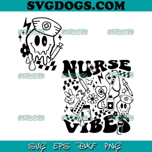 Nurse Vibe Bundle SVG PNG, Boho Nurse SVG, Halloween Nurse SVG PNG EPS DXF