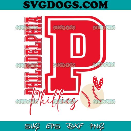 Philadelphia Baseball Heart SVG, Baseball SVG, Philadelphia SVG PNG EPS DXF