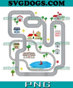 Playmat Train Car Race Track Printed On Back Road PNG
