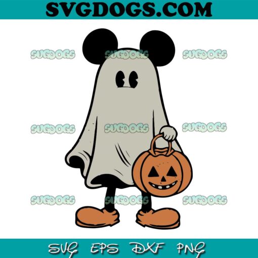 Mickey Ghost Disney Halloween SVG PNG, Funny Mickey Pumpkin SVG, Boo Mouse Halloween 2023 SVG PNG EPS DXF