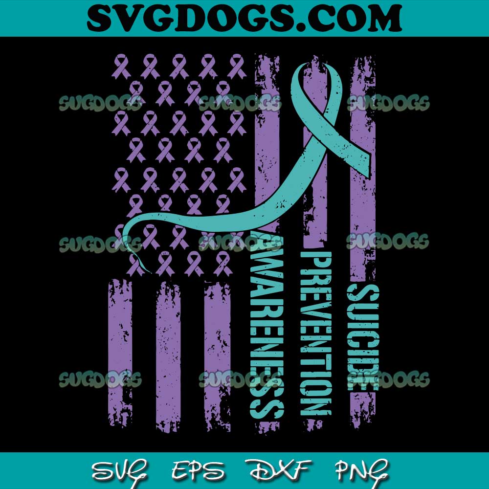 Suicide Prevention Awareness Ribbon American Flag SVG PNG #1