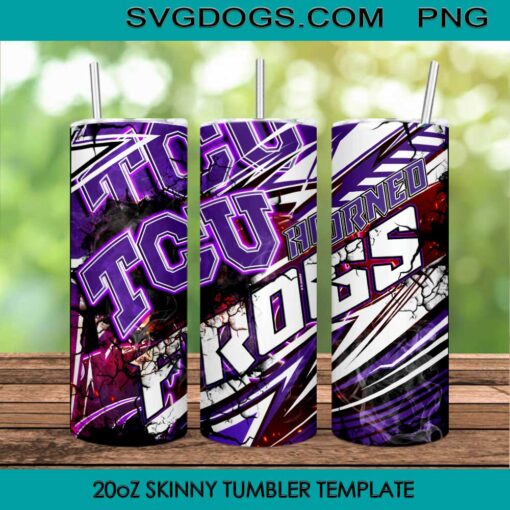 TCU Horned Frogs 20oz Skinny Tumbler Wrap, TCU Tumbler Template PNG File Digital Download