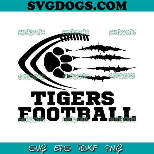 Tigers Football SVG PNG, Go Tigers SVG, Paw SVG PNG EPS DXF