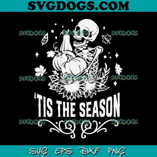 Skeleton Tis the Season SVG PNG, Pumpkins SVG, Peace Sign Skeleton SVG PNG EPS DXF