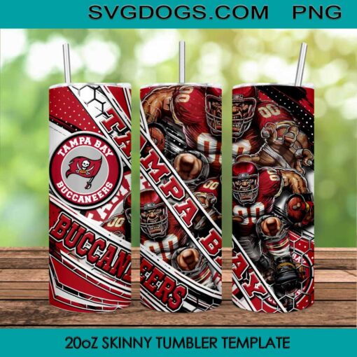 Tampa Bay Buccaneers Mascot 20oz Skinny Tumbler PNG, Buccaneers Football Tumbler Template PNG File Digital Download
