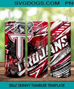 Troy Trojans 20oz Skinny Tumbler Wrap, Troy Trojans Logo Tumbler Template PNG File Digital Download