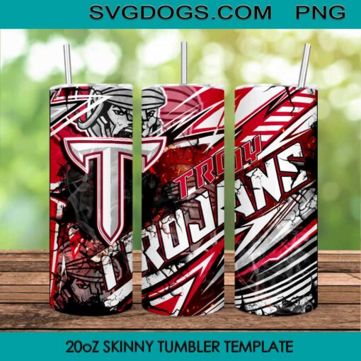 Troy Trojans 20oz Skinny Tumbler Wrap, Troy Trojans Logo Tumbler Template PNG File Digital Download