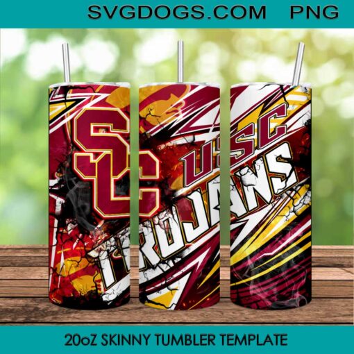 USC Trojans 20oz Skinny Tumbler Wrap, USC Trojans Grunge Template PNG File Digital Download