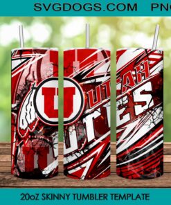 Utah Utes 20oz Skinny Tumbler Wrap, Utah Utes Grunge Tumbler Template PNG File Digital Download