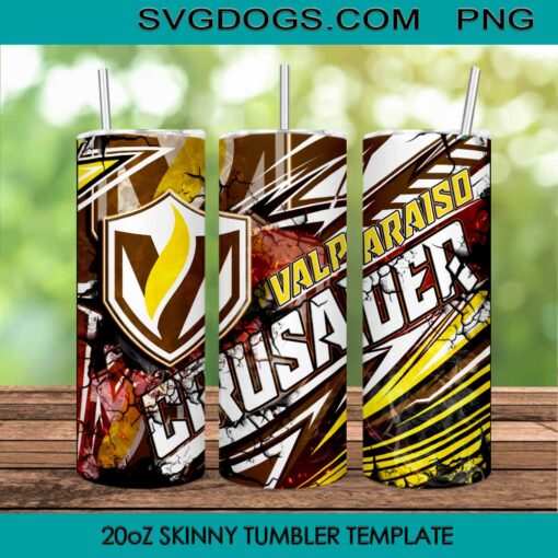 Valparaiso Crusader 20oz Skinny Tumbler Wrap, Valparaiso University Tumbler Template PNG File Digital Download