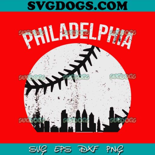 Vintage Philly Baseball Skyline SVG PNG EPS DXF