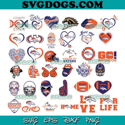 Denver Broncos Bundle SVG PNG, Broncos Logo SVG, Broncos Half Football SVG PNG EPS DXF