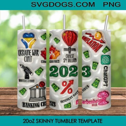 2023 News Trends 20oz Skinny Tumbler PNG, Ucraine War, Barbenheimer Tumbler Sublimation Design PNG Download