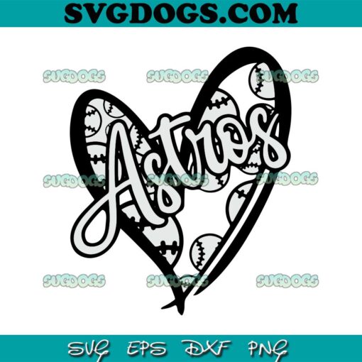 Astros Sport Baseball Mascot Heart SVG, MLB SVG PNG EPS DXF