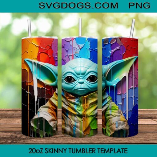 Baby Yoda Inflated 20oz Skinny Tumbler PNG, Baby Yoda Halloween Tumbler Template PNG File Digital Download