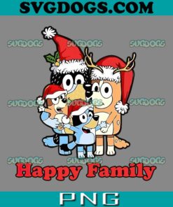 Bluey Happy Family Christmas PNG, Bluey Santa Clause Hat PNG, Bluey Family Christmas PNG