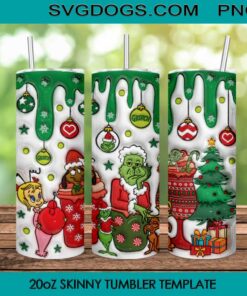 Cindy Lou Max And Grinch Christmas 20oz Skinny Tumbler PNG, Christmas Grinch And Friends Tumbler Sublimation Design PNG Download