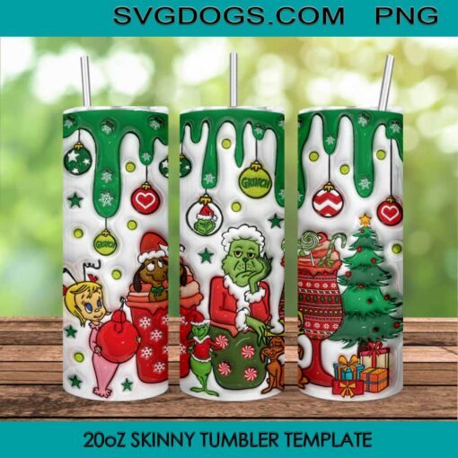 Cindy Lou Max And Grinch Christmas 20oz Skinny Tumbler PNG, Christmas Grinch And Friends Tumbler Sublimation Design PNG Download