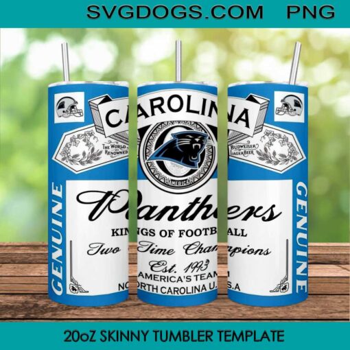 Carolina Panthers Kings Of Football 20oz Skinny Tumbler PNG, Carolina Panthers Tumbler Sublimation Design PNG Download