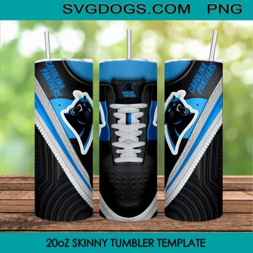 Carolina Panthers Shoes 20oz Skinny Tumbler PNG, Carolina Panthers Tumbler Sublimation Design PNG Download