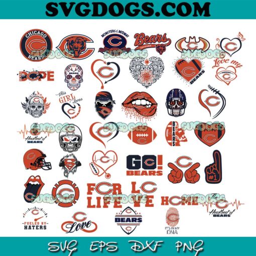 Chicago Bears Bundle SVG PNG, Chicago Bears Logo SVG, Chicago Bears Football SVG PNG EPS DXF