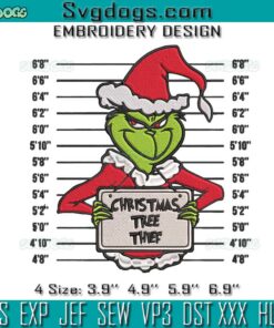 Christmas Tree Thief Embroidery, Grinch Christmas Embroidery