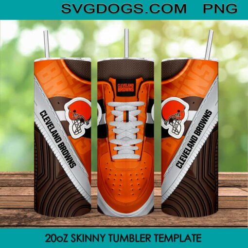 Cleveland Browns Shoes 20oz Skinny Tumbler PNG, Cleveland Browns Tumbler Sublimation Design PNG Download