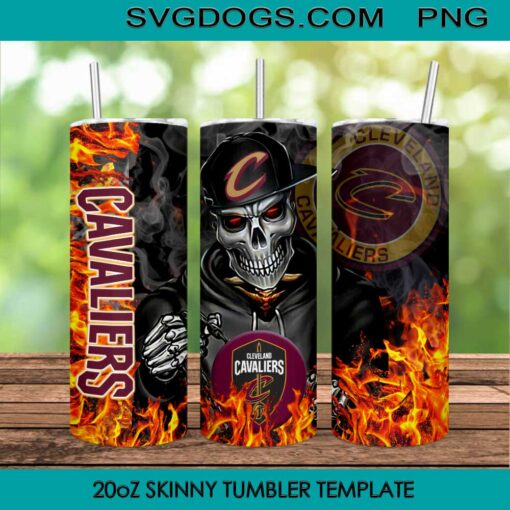 Cleveland Cavaliers Skull 20oz Skinny Tumbler PNG, Cleveland Browns Tumbler Sublimation Design PNG Download